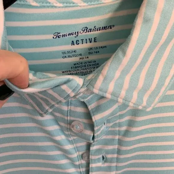 Tommy Bahama Youth Striped Polo‎ Boy's size 14 - Picture 2 of 3